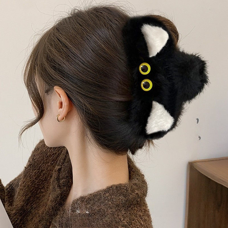 กิ๊บติดผมจับกิ๊บแมวสีดําน่ารักอุปกรณ์เสริมฤดูหนาวสําหรับผู้หญิง - รูปที่ 2