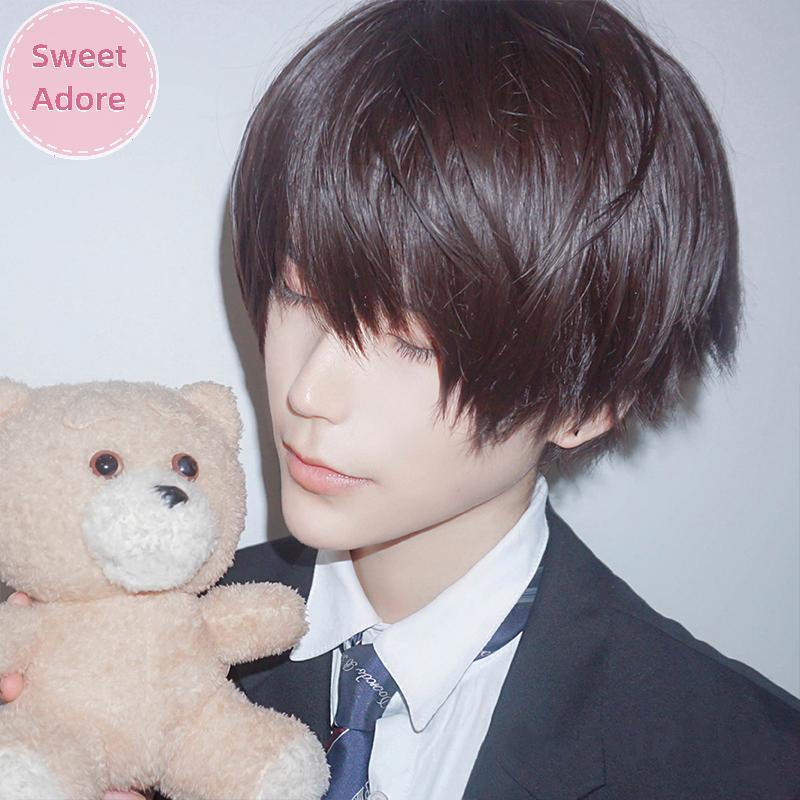 SweetAdore วิกผมคอสเพลย์สำหรับผู้ชาย ผมสังเคราะห์ทนความร้อน ทรงผมชายสั้นตรง