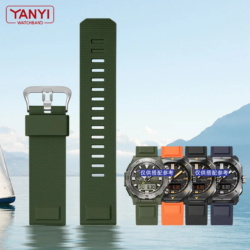 PPU ยาง wathband สําหรับ Casio PROTREK PRW-6900Y PRW-6800 PRW-3400 PRW-60y PRW-70y PRW-50Y นาฬิกาสร้