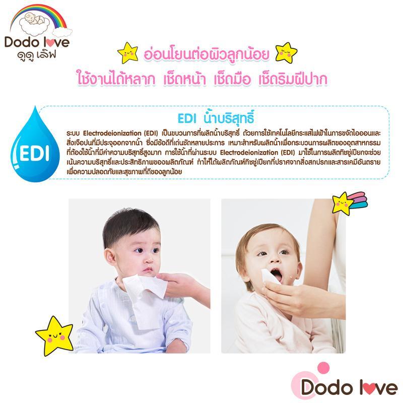 [ GMV Max ยกลัง 12ห่อ ] DODOLOVE ทิชชู่เปียกเด็ก ทิชชู่เปียก แฮนด์ แอนด์ ลิป ห่อใหญ่ 80 แผ่น EDI น้ำ