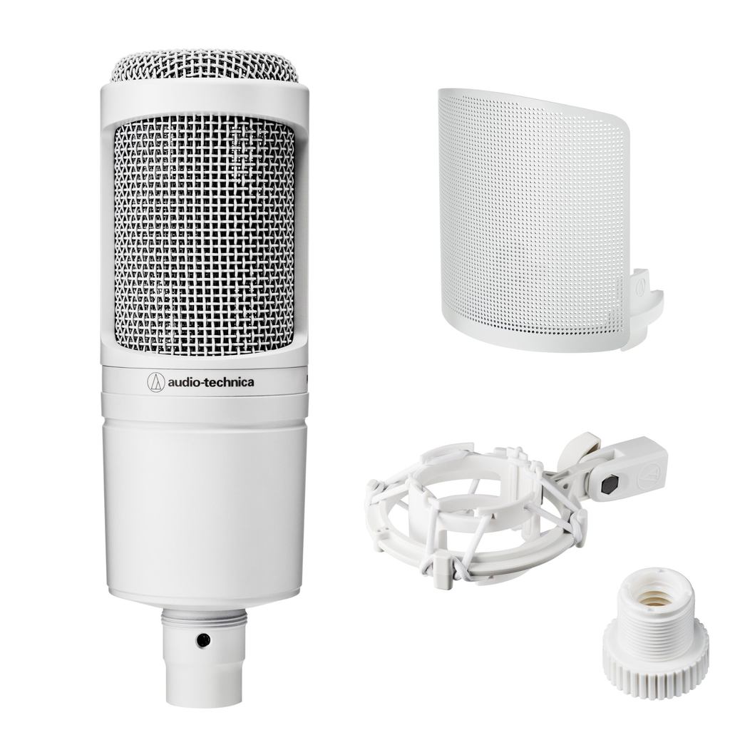 Audio-Technica AT2020 CWH Condenser Microphone XLR for Video Streaming, Home Recording, Podcasting, 