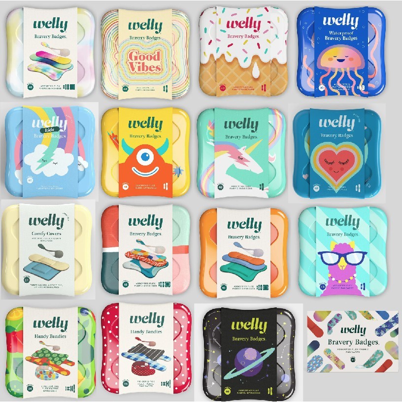 แท้100% Welly Premium เวลลี่ พลาสเตอร์ แปะแผลแบบผ้า 1 กล่องมี 48 แผ่น จากอเมริกา  band aid Babies R Us