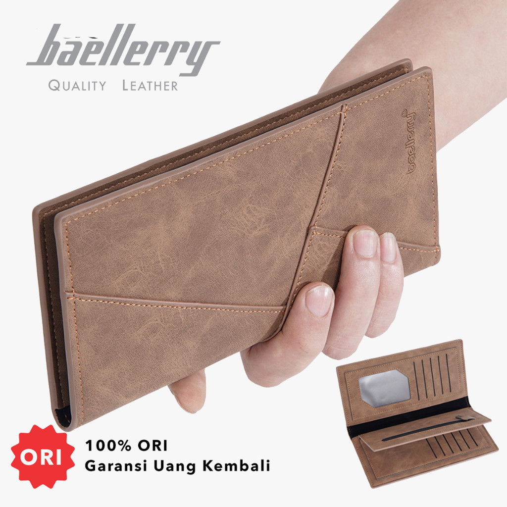 + BAELLERRY C3070 กระเป๋าสตางค์ใบยาวผู้ชายทําจากหนังพรีเมี่ยม