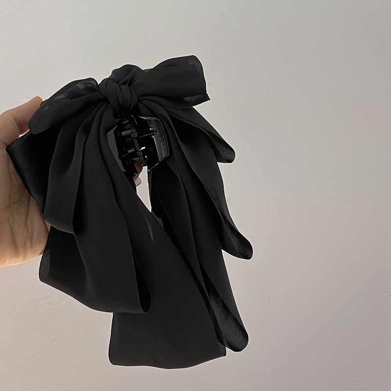 สีดําโบว์ฝรั่งเศสคว้าคลิปความรู้สึกขั้นสูงกลับหัวกิ๊บฤดูร้อนไซเบอร์คนดังย้อนยุคอุปกรณ์ผมที่สง่างามgt