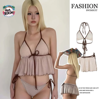 🩷Hot.Bikini🤍รุ่นใหม่ บิกินี่ 3 ชิ้น ชุดว่ายน้ำผู้หญิง ลายจุด สไตล์เซ็กซี่ สไตล์ฤดูร้อนใหม่ ส่งไวจากไทย