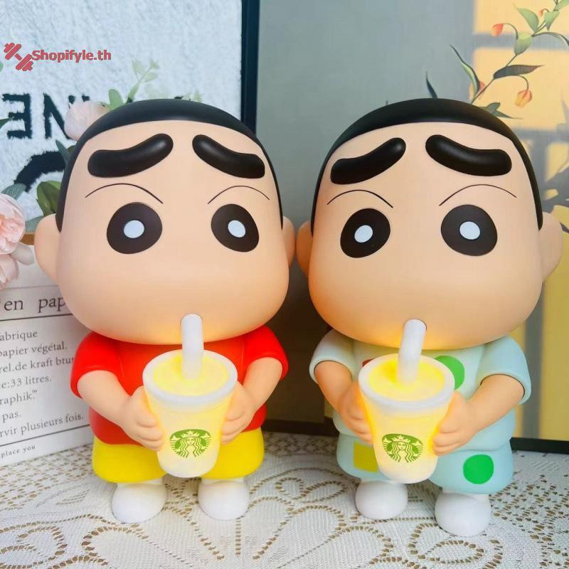 Shopifyle 1 ชิ้นไวนิลนมชาถ้วยเรืองแสงเดสก์ท็อปเครื่องประดับ 25 ซม.ใหม่ Crayon Shin-Chan มือตุ๊กตา No