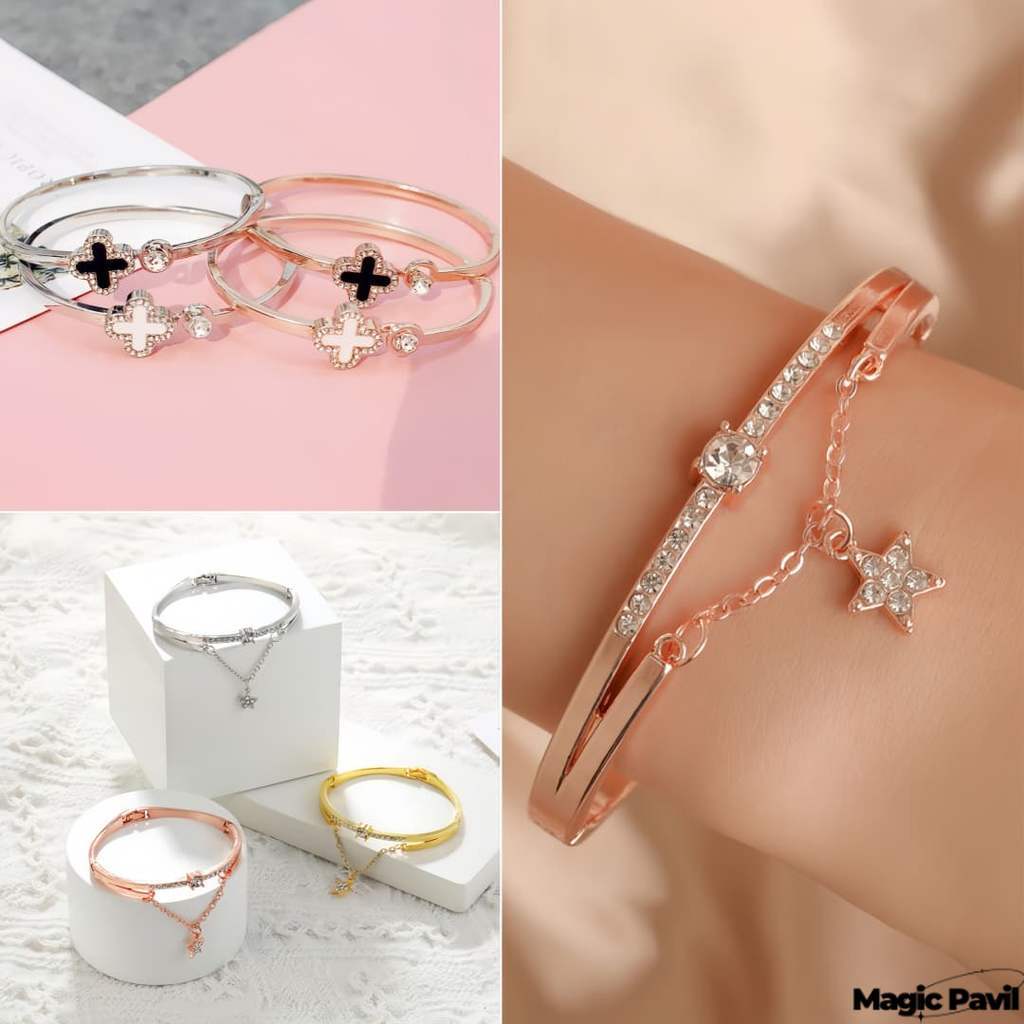 【Magic】พร้อมส่ง | สร้อยข้อมือ ดอกไม้&จี่รูปดาว หลายสี เครื่องประดับแฟชั่น สไตล์เดี่ยว สะดวกแสบ'BRL-3/BRL-4