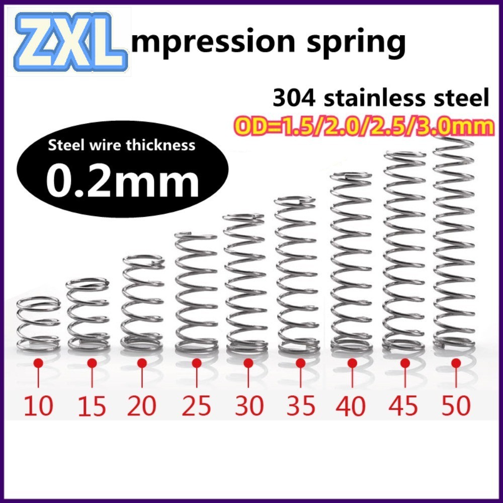 304 สปริงอัดสแตนเลส d0.2mm * OD1.5-3mm Strong Pressure Return Spring Compression Spring Anti-fatigue