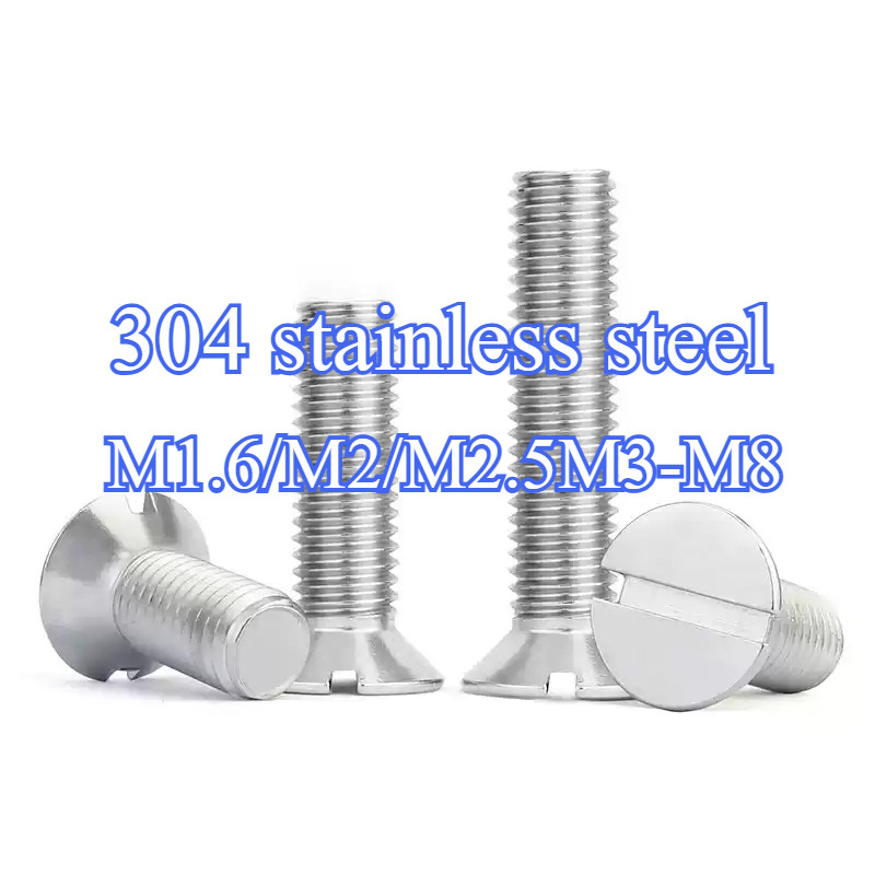 GB68 304 สแตนเลส one-word slot consunk หัวสกรู slotted แบนหัวสกรู M1.6M2M2.5M3M4M5M6M8M10THP-MB