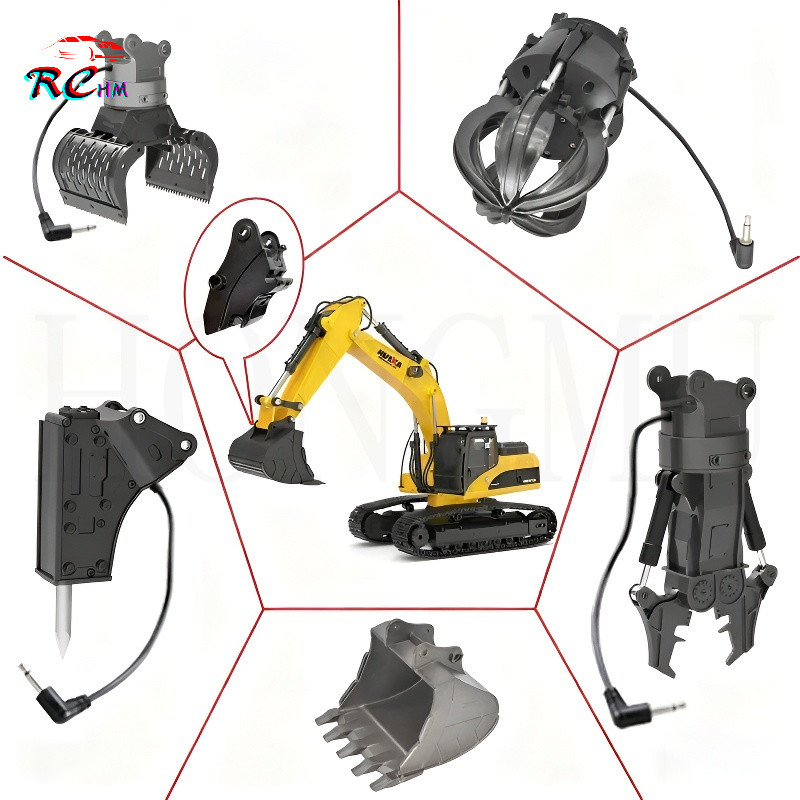 Original Huina 1580 580 1593 593 Rc Excavator อุปกรณ์เสริมอะไหล่โลหะผสมเจาะ Grip ไม้พลาสติก Gripper 