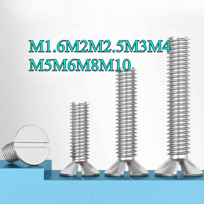 GB68 304 สแตนเลส one-word slot consunk หัวสกรู slotted แบนหัวสกรู M1.6M2M2.5M3M4M5M6M8M10HN-MB