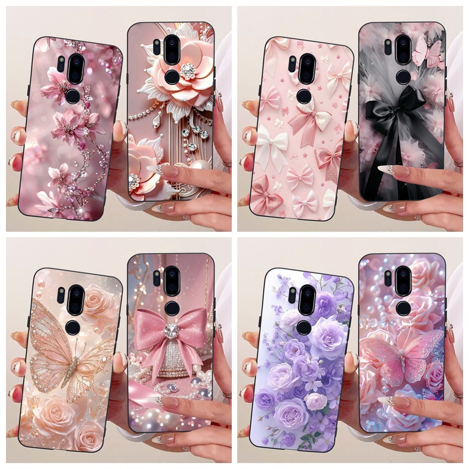 สําหรับ LG G7 ThinQ LM-G710 ปลอกแฟชั่นใหม่ผีเสื้อซิลิโคนนุ่มสีดํา TPU สําหรับ LG G7 Plus LM-G710N G7