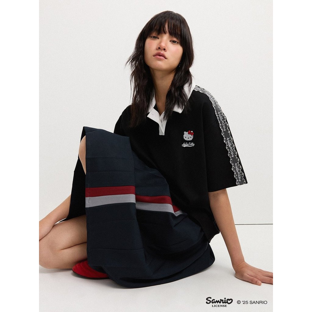 [Pomelo] Pomelo. ♥ Hello Kitty เสื้อโปโลแต่งขอบลูกไม้ / Pomelo. ♥ Hello Kitty Lace Trim Polo Top