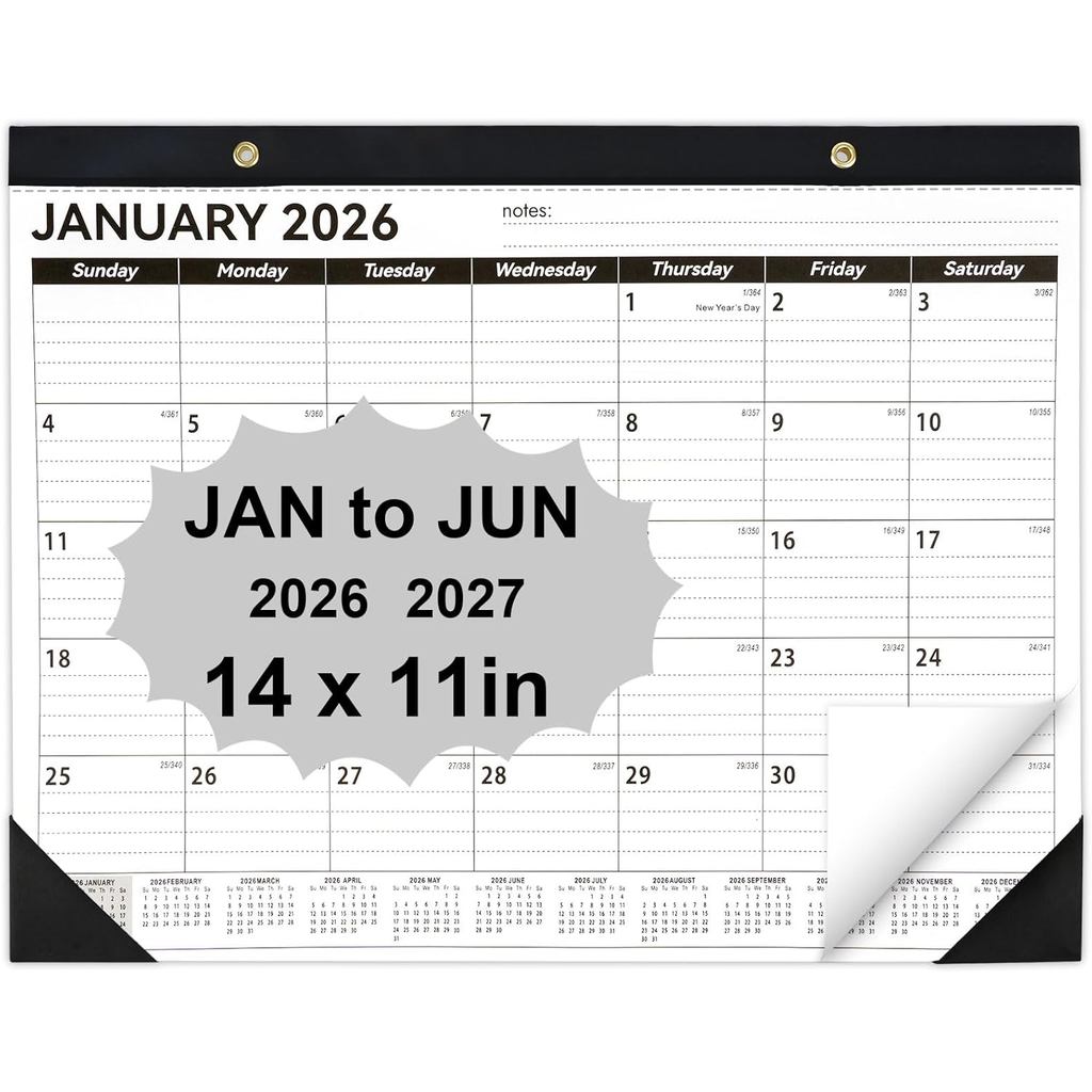 ปฏิทินตั้งโต๊ะ 2026-2027, 14" X 11" ปฏิทินตั้งโต๊ะ 2026-2027, 18 เดือน Calander Runs จาก ม.ค. 2026 ถ