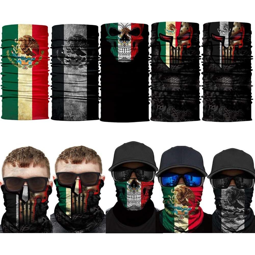 unbrand 5PCS Skull Face Scarf Tube Bandana Headband Headwear for Motorcycle Riding Biker Headband Sk