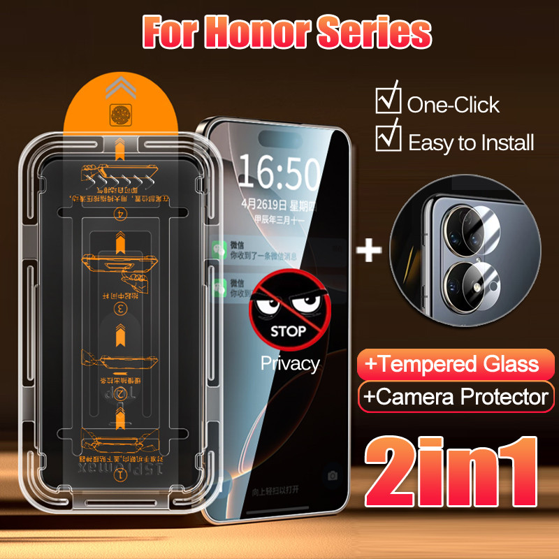 2 in 1 Honor X9d 5G ความเป็นส่วนตัวกระจกนิรภัยสําหรับ Honor X9c สมาร์ท X7d X6C X7a X7b X7c X9 X8a X8