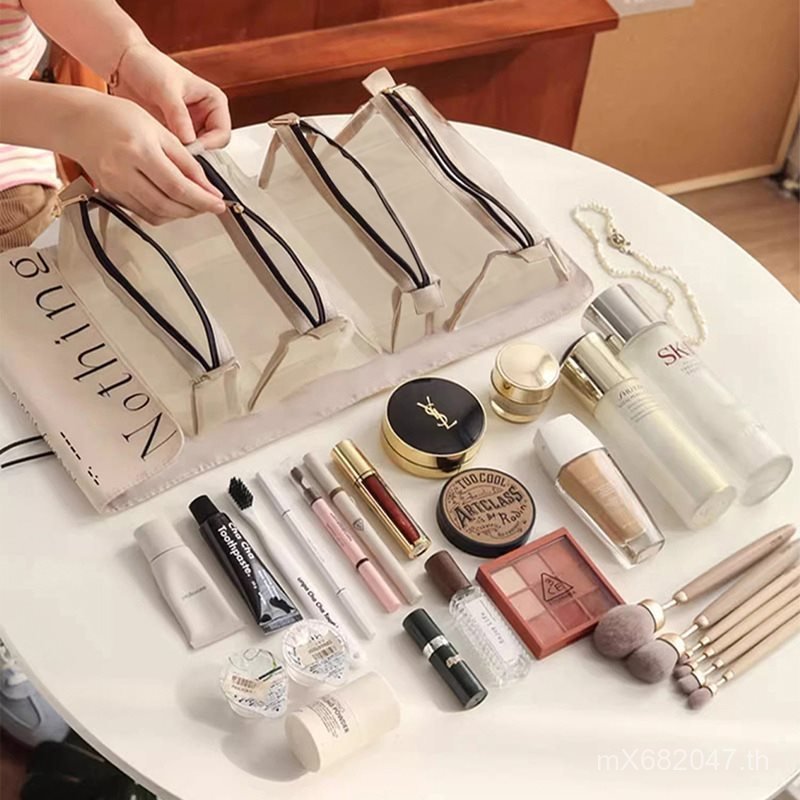 Insกระเป๋าเก็บของกระเป๋าเครื่องสําอางมูลค่าสูงความจุขนาดใหญ่แต่งหน้ากระเป๋าเดินทางกระเป๋าแป้งพับได้พ