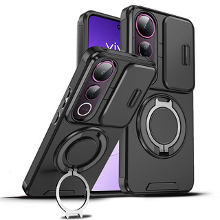 Vivo V60 V50 V40 Lite V40 Pro V50E สไลด์เลนส์กล้องแหวนป้องกันขาตั้งเคสโทรศัพท์แม่เหล็กขาตั้งเกราะกันกระแทกปกแข็งซิลิโคน