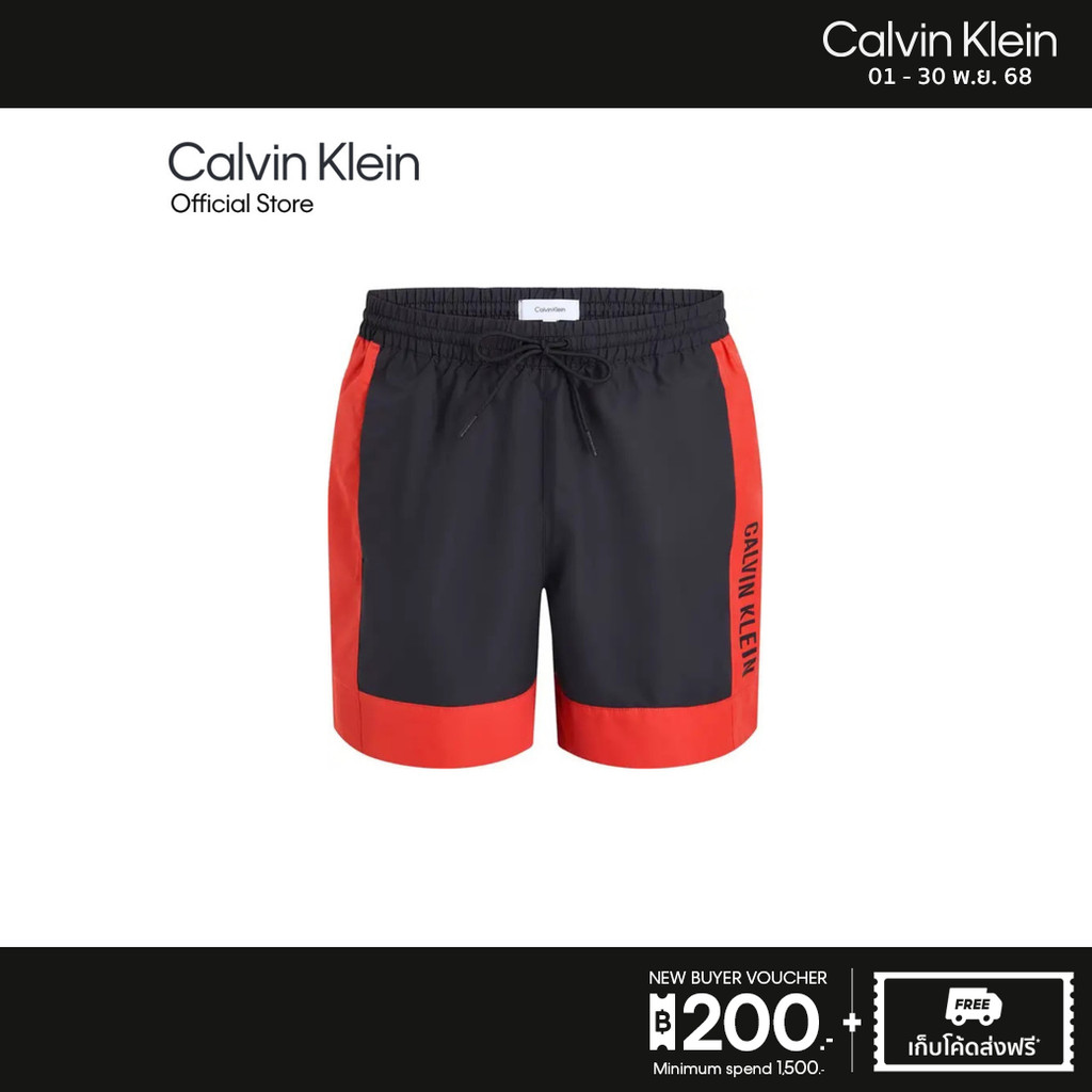CALVIN KLEIN กางเกงว่ายน้ำผู้ชาย รุ่น KM01095 XM8 - สีดำ