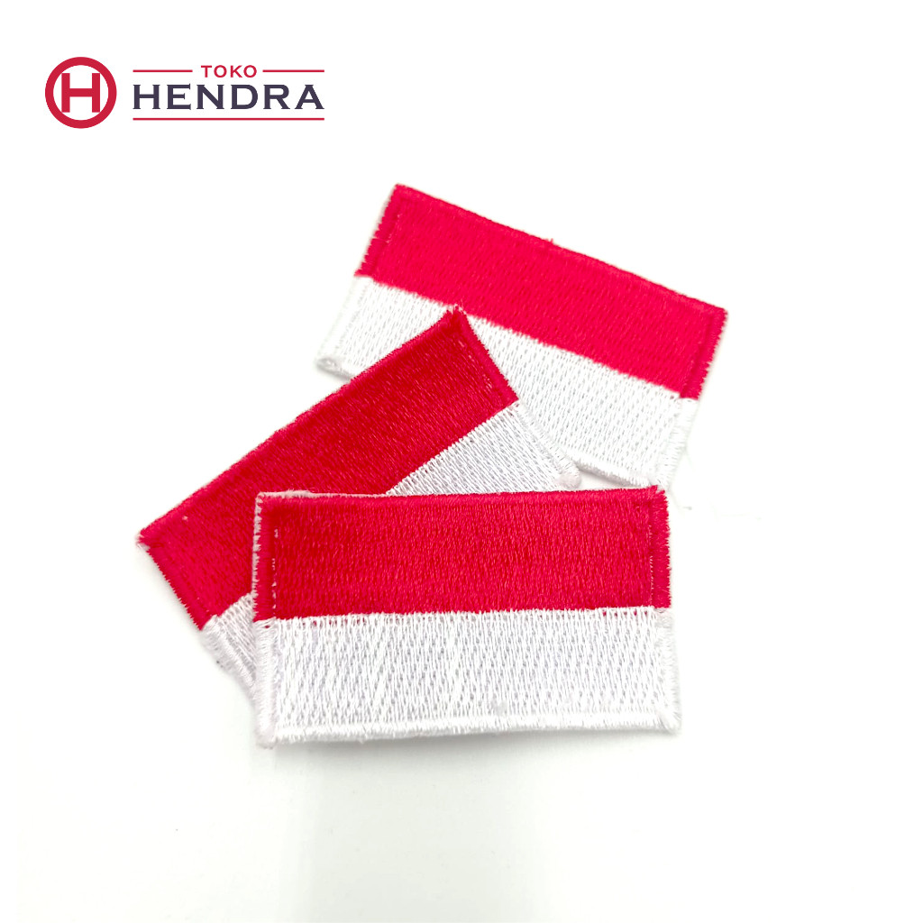 MERAH เย็บปักถักร้อยธงสีแดงและสีขาว Bet 5x7cm