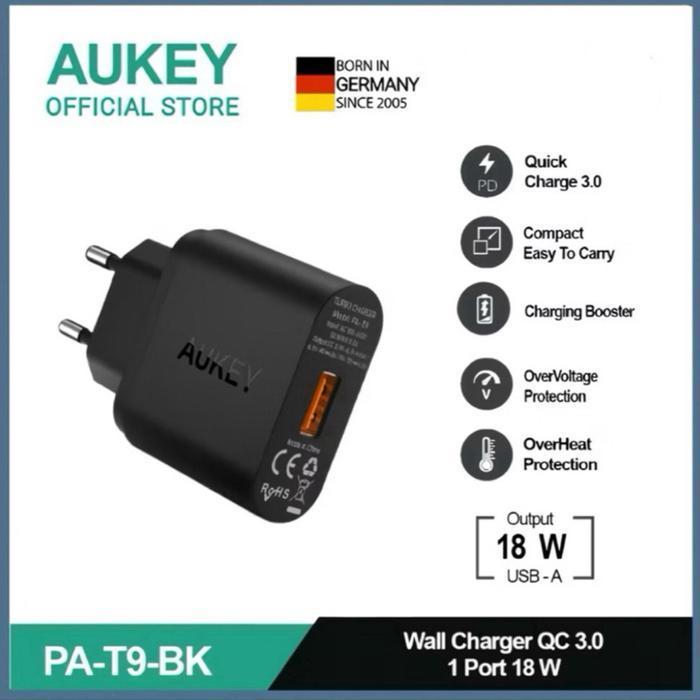 Aukey PA-T9-BK USB Port Charger Head A Quick Charge 3.0 18W Fast Charging