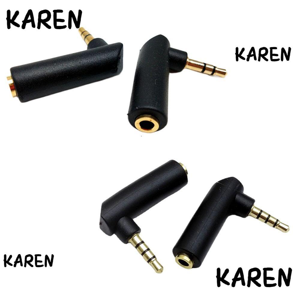 KARENGOODS ขั้วต่อเคลือบทอง, ขั้วต่ออะแดปเตอร์แจ็ครูปตัว L ชายกับหญิงปลั๊กสเตอริโอเสียง, ตัวแปลง 3.5 มม. 3/4 เสา 90 องศาอะแดปเตอร์เสียงอะแดปเตอร์หูฟัง
