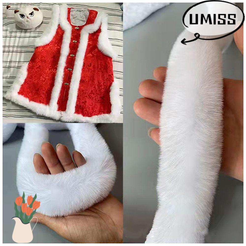 UMISTYDREAM Furry Ribbon Collar Furry Fluffy เย็บ Faux Rabbit Furry