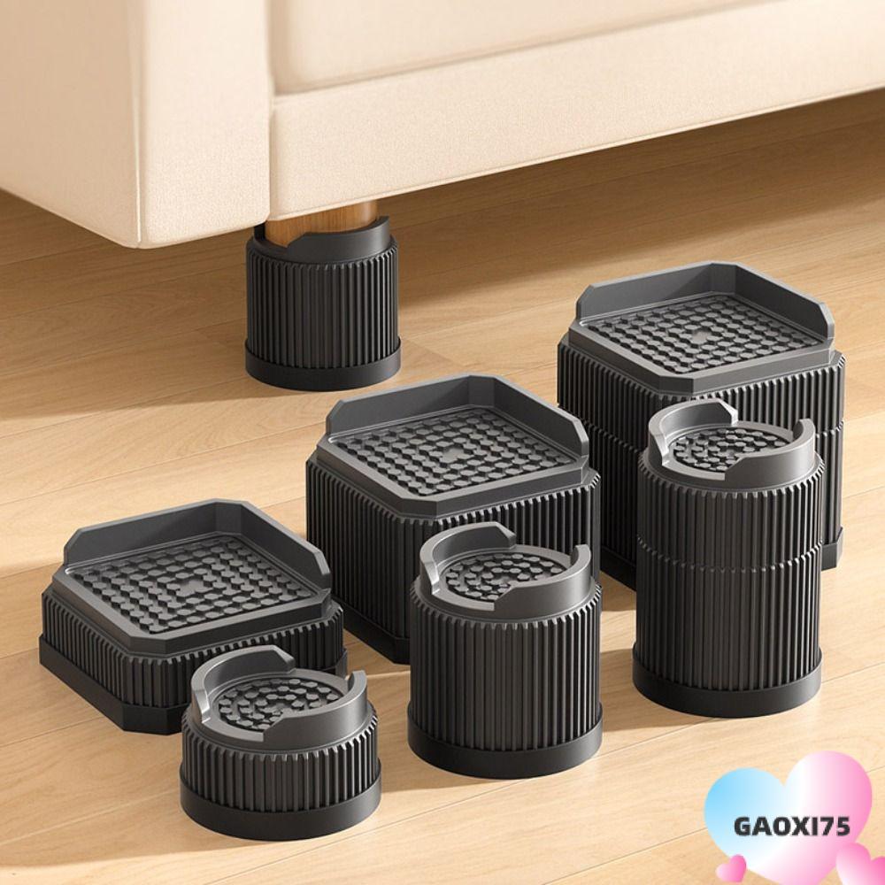 GOXI75 แผ่นรองฝ่าเท้าเฟอร์นิเจอร์, เตียงปรับระดับสําหรับงานหนักยกไรเซอร์, ซักผ้าทรงสี่เหลี่ยมกันลื่นระดับมืออาชีพ|รองรับขาโต๊ะเก้าอี้โซฟา