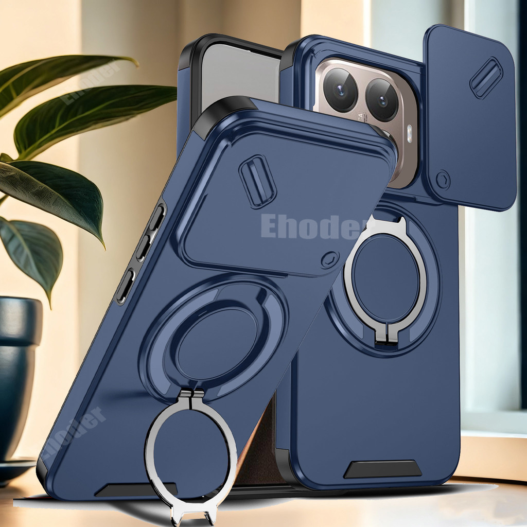 สําหรับ Xiaomi 15T Pro 5G 2025 กรณีเกราะกันกระแทกสไลด์ปลอกแม่เหล็กสําหรับ Mi15T Mi 15TPro แหวนขาตั้งป้องกันโทรศัพท์ฝาหลัง