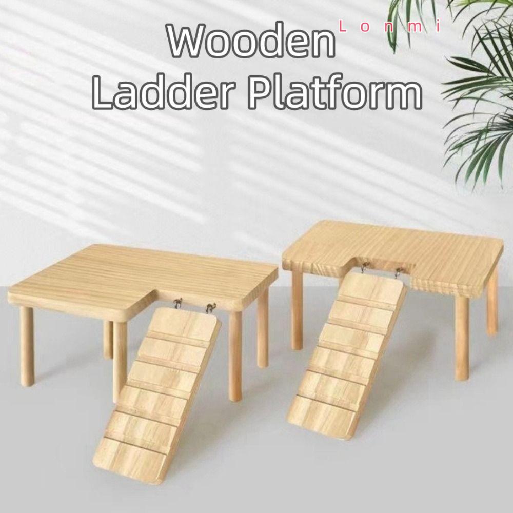 บันไดไม้นอน ,ทนทาน ทําเอง บันไดของเล่นกระดานกระโดด,อุปกรณ์กรงติดตั้งง่ายหนูแฮมสเตอร์ของเล่นปีนเขาสัตว์เลี้ยงสําหรับสัตว์เลี้ยงขนาดเ