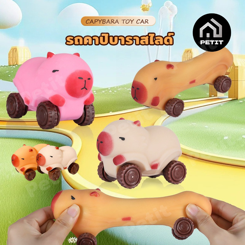 [พร้อมส่ง] ของเล่นคาปิบาร่า รถสกุชชี่ Capybara Toy รถเหินได้ ผลักแล้ววิ่ง เด้งช้า คลายความเครียด