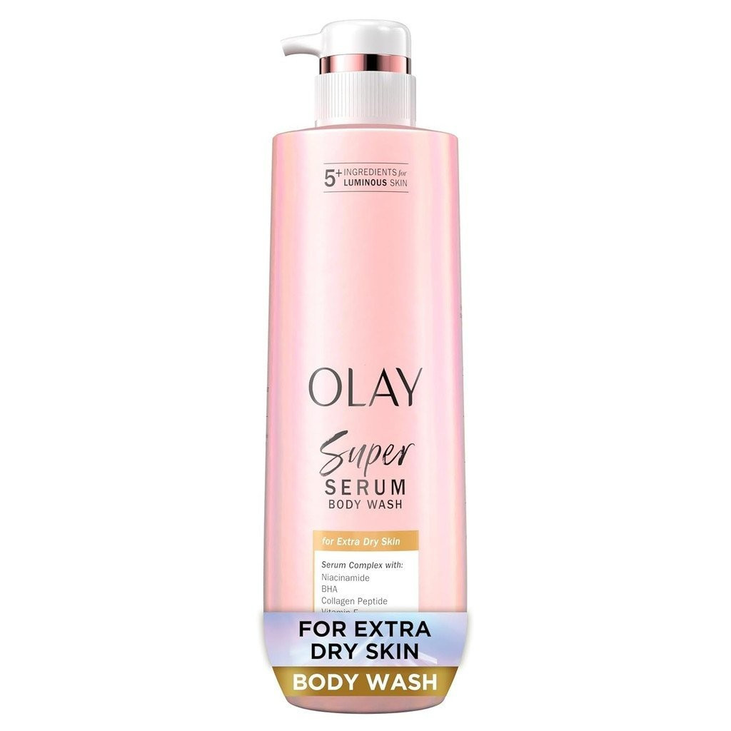 Olay Super Serum Body Wash for Extra Dry Skin, 24hr Long Lasting Hydration, 5+ Ingredient Serum Comp