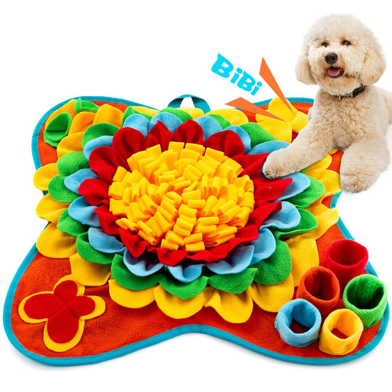 แผ่นรองฝึกสัตว์เลี้ยง Dog Snuffle - การออกแบบดอกไม้และกระดูกสีสันสดใส, เสื่อฝึกซ้อม Olfactory การเผา