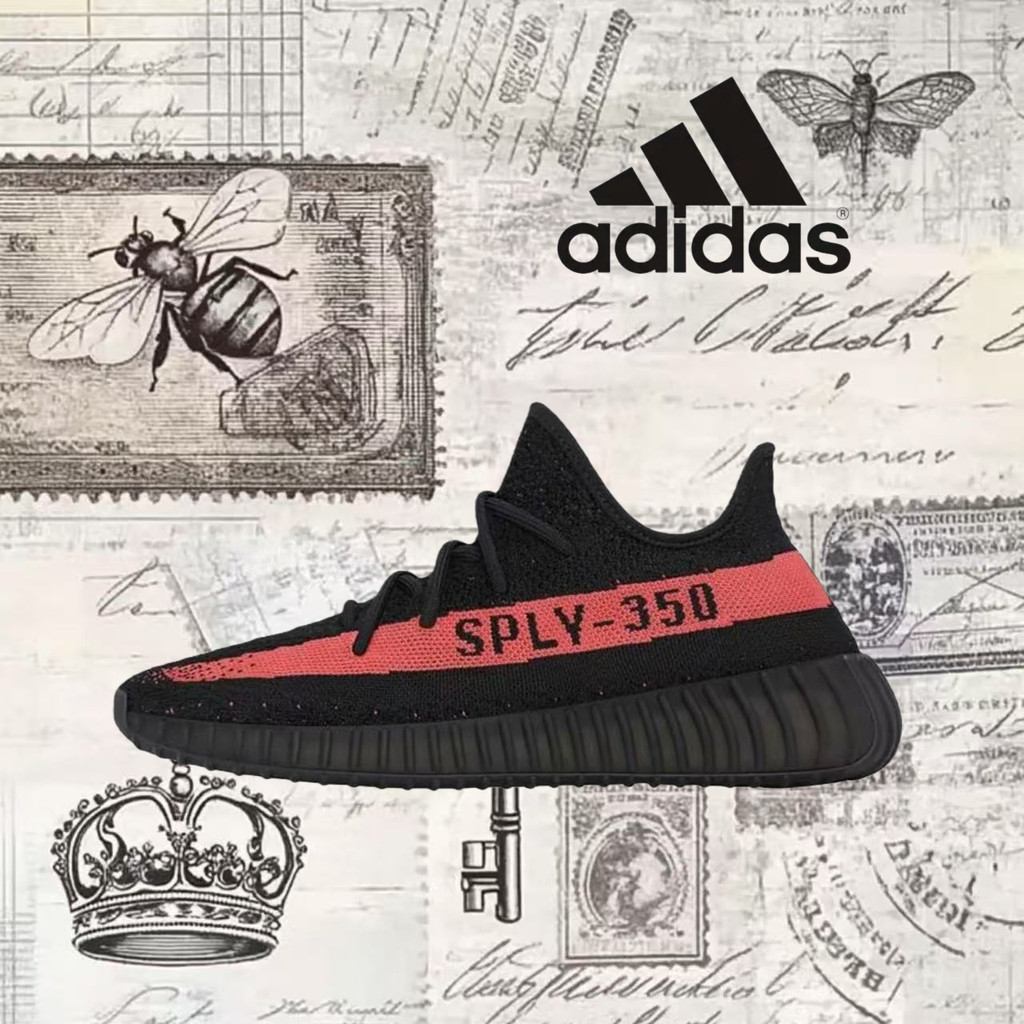 🎉（ของแท้ 100 %）adidas originals Yeezy BY9612 สีขาว สีแดง