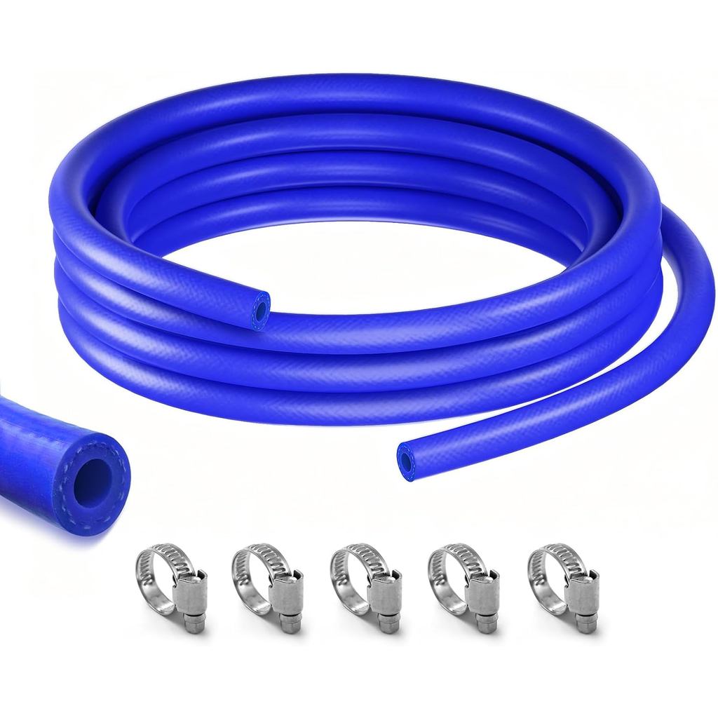 1/4 "X10FT(ID:6MM) ซิลิโคนเครื่องทําความร้อนท่อหม้อน้ําหล่อเย็นสีฟ้าสายสูญญากาศ,เสริมอุณหภูมิสูงหนา 