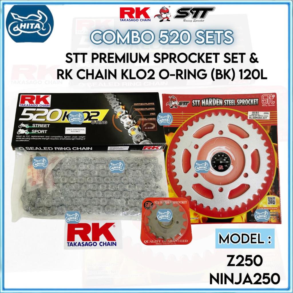 520 RK ORDING KLO2 Z250 NINJA250 Kawasaki Sprocket ชุด RK 520 Oring Chain ญี่ปุ่น