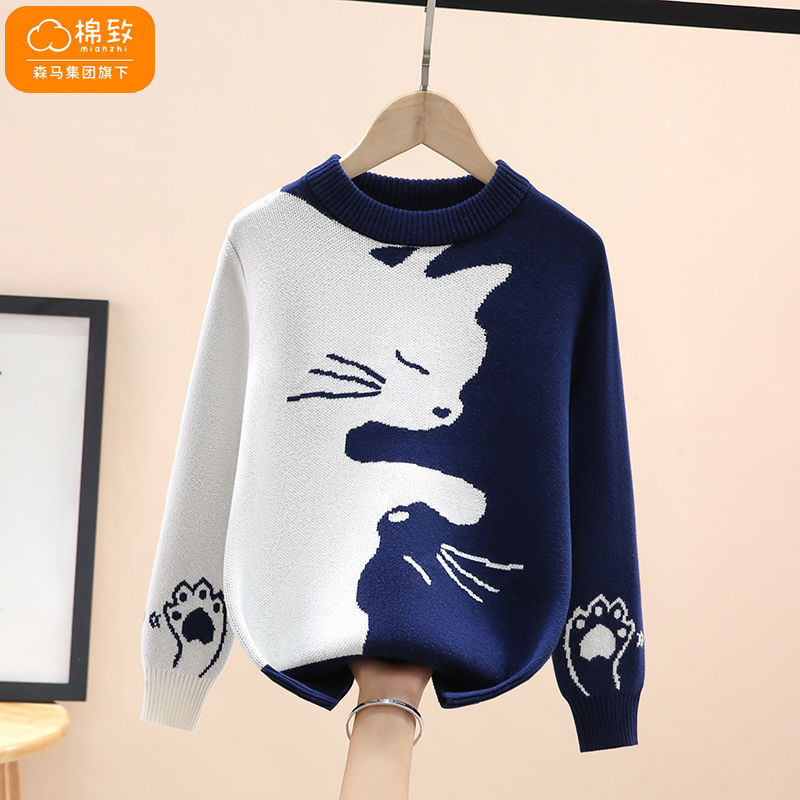 ฤดูใบไม้ร่วงและฤดูหนาวใหม่ - เด็กหญิงเสื้อกันหนาวเด็กกํามะหยี่หนานิตติ้งท็อป