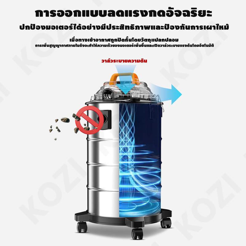 เครื่องดูดฝุ่นอุตสาหกรรม 45L 2200W แรงดูดที่แรง ถังสแตนเลส ดูดเปียก ดูดแห้ง เครื่องดูดฝุ่น - รูปที่ 4