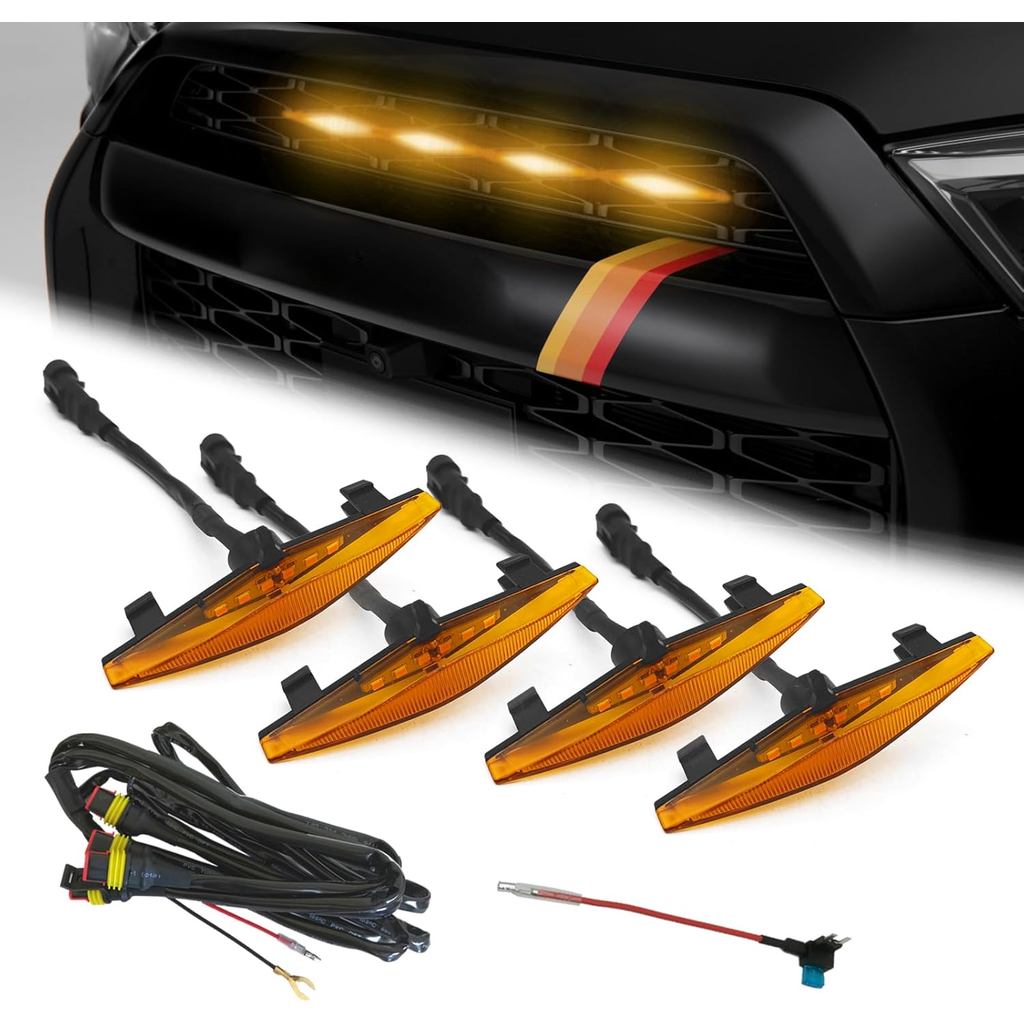 ไฟ LED Amber พร้อมฟิวส์ไฟ LED Grill สําหรับ 2014-2023 Toyota 4Runner TRD Pro Grille, TRD Off-Road, L