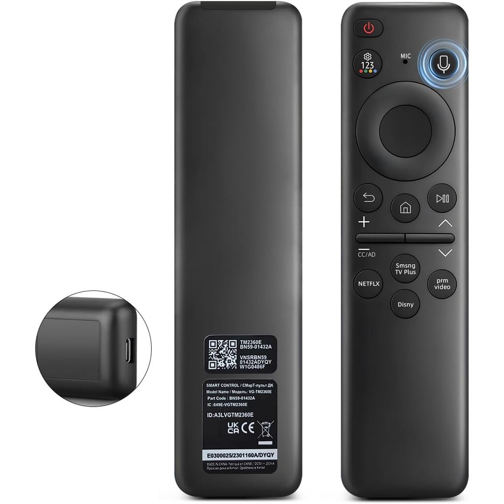 ชาร์จเสียง BN59-011432A รีโมทเปลี่ยนผู้ชายใช้งานร่วมกับ Samsung OLED Neo QLED คริสตัล UHD กรอบพลังงา
