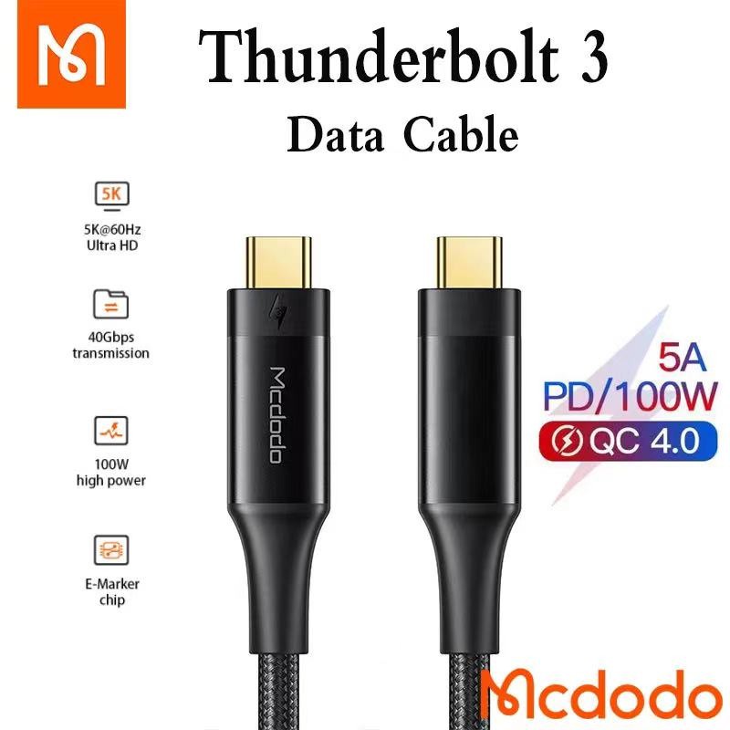 Mcdodo CA-876 สาย Thunderbolt 3.2 0.8M (USB-C to USB-C) รองรับการชาร์จ 100W / การถ่ายโอนข้อมูล 40Gbp