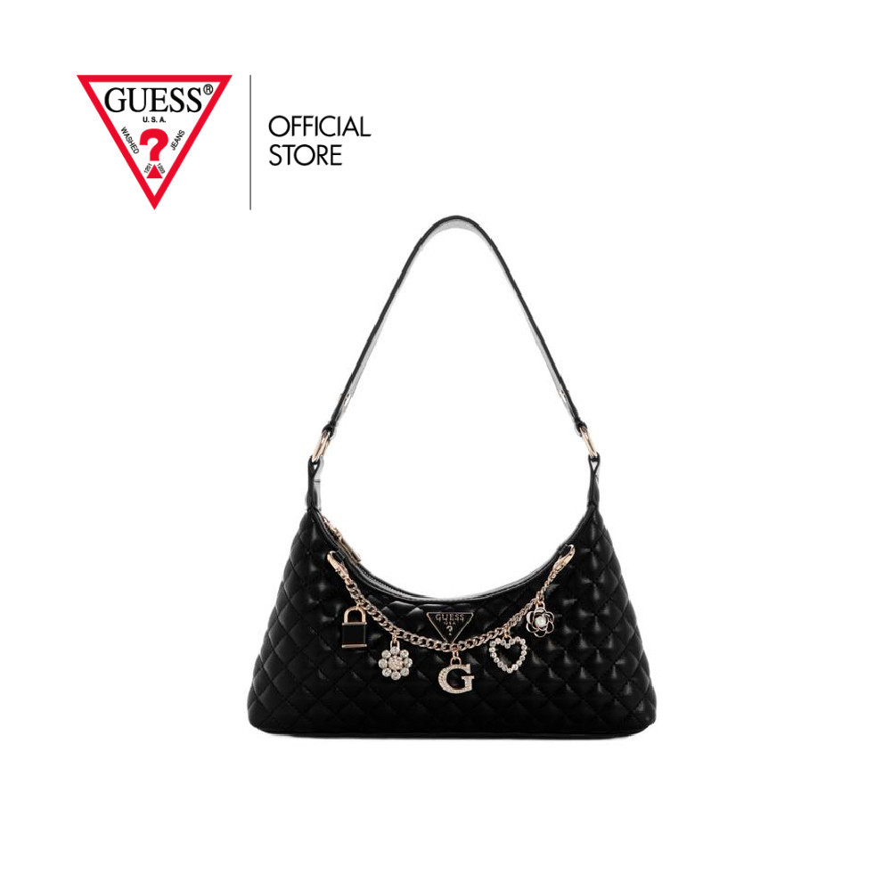 GUESS กระเป๋า รุ่น EG867918 EVERLEE TOP ZIP SHOULDER BAG สีดำ