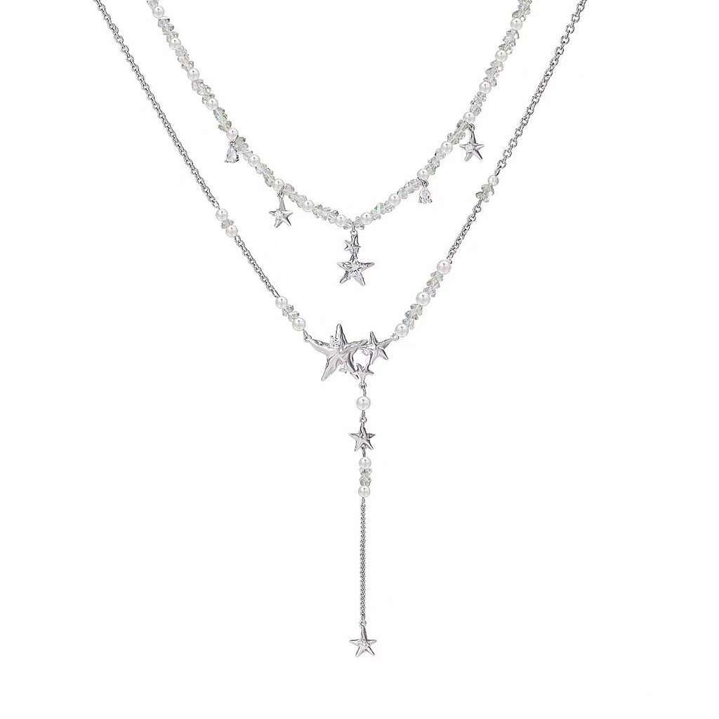 สร้อยคอลายพู่ดาว แบบถอดชั้นได้ พร้อมสายคล้องกระดูกคอ Stackable - dsg1124.5