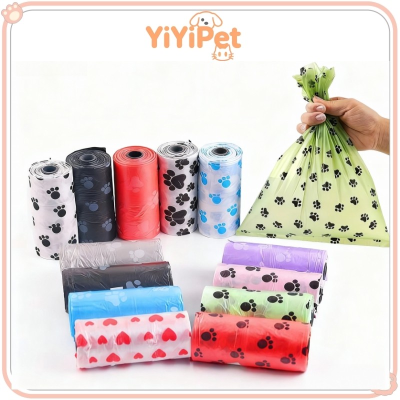 ใหม่ขายร้อน Degradable สัตว์เลี้ยงสุนัข Waste Poop กระเป๋าการพิมพ์ Doggy กระเป๋าสําหรับแมวสุนัขสีการจัดส่งแบบสุ่ม 1roll