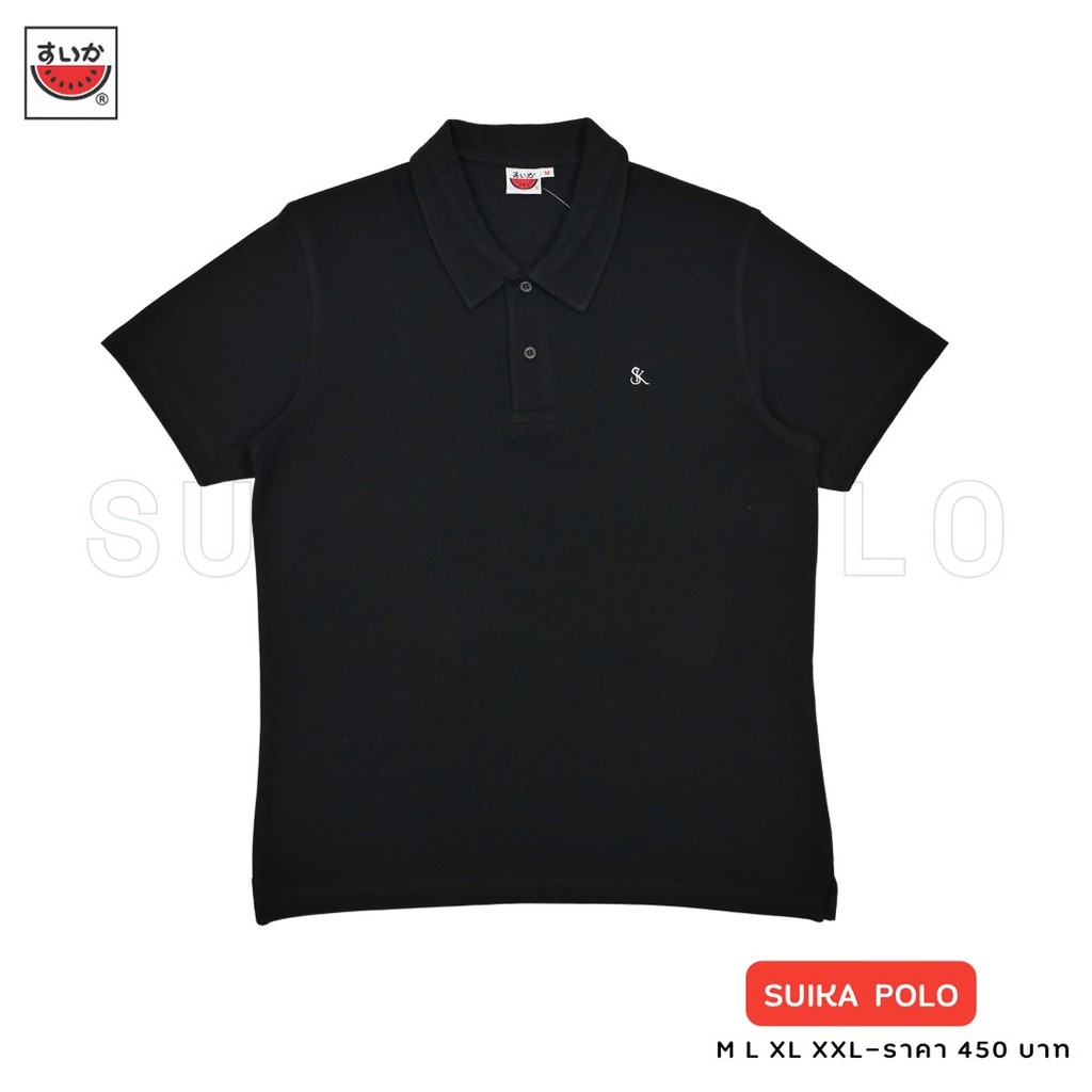 เสื้อแตงโม (SUIKA) - เสื้อคอปกผ้าคอตตอนปีเก้แขนสั้น ปักSK บนอกซ้าย ทรงUnisex (LC.PM-001)