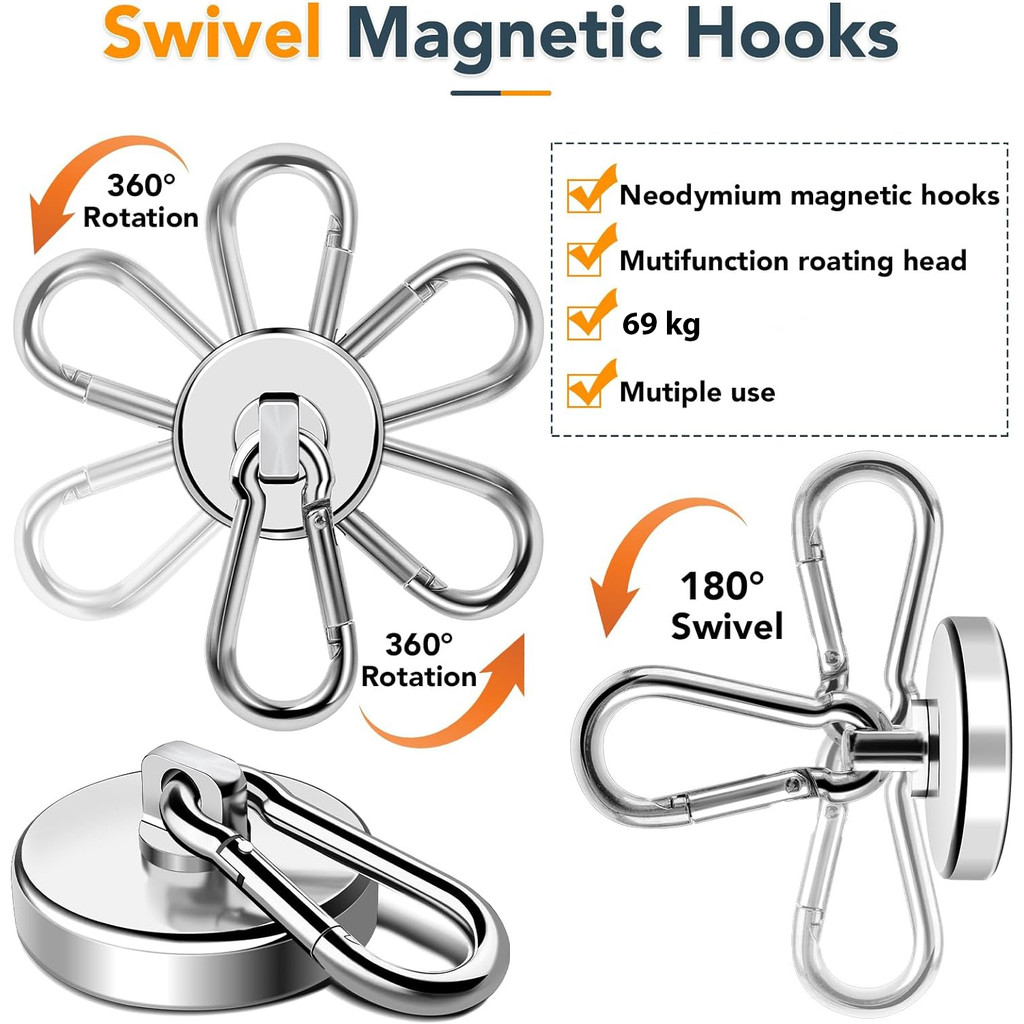 GANTUNGAN Neodymium Hook Hanger Magnet 69kg L42 Taffiware