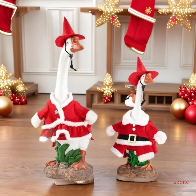 Zzz Santa Themed เส้นด้ายสีแดง Geese ชุด Handcrafted วันหยุดตกแต่งสวนตามฤดูกาล Geese Party Supplies