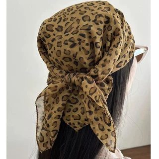 Miss_J พร้อมส่งจากกทม🎀 Y2k Headscarf ผ้าโพกศีรษะแฟชั่นลายเสือดาวย้อนยุคอเมริกัน