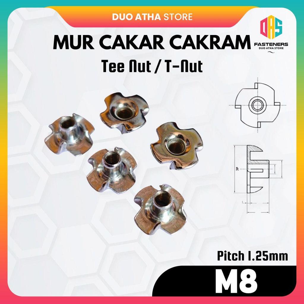 M8 Claw Nut / Tee Nut M8 / T-Nut M8 / M8 สีขาวชุบสังกะสีแผ่น Claw Nut