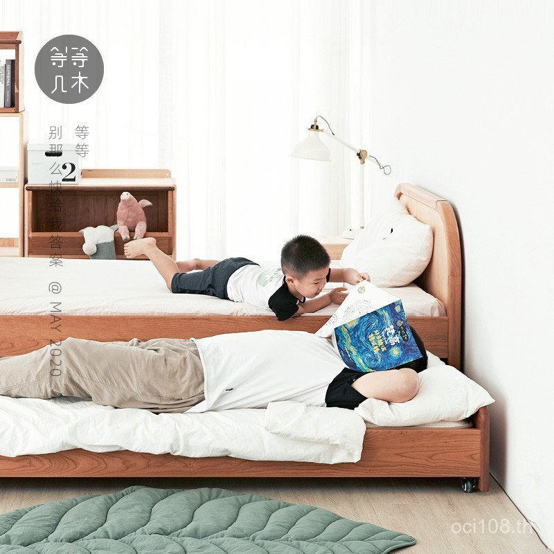 Retractable Pull-out Baby-Mother Bed Double-Layer ไม้เนื้อแข็ง Jiayin เตียงเด็ก Double L7 Trailer เต